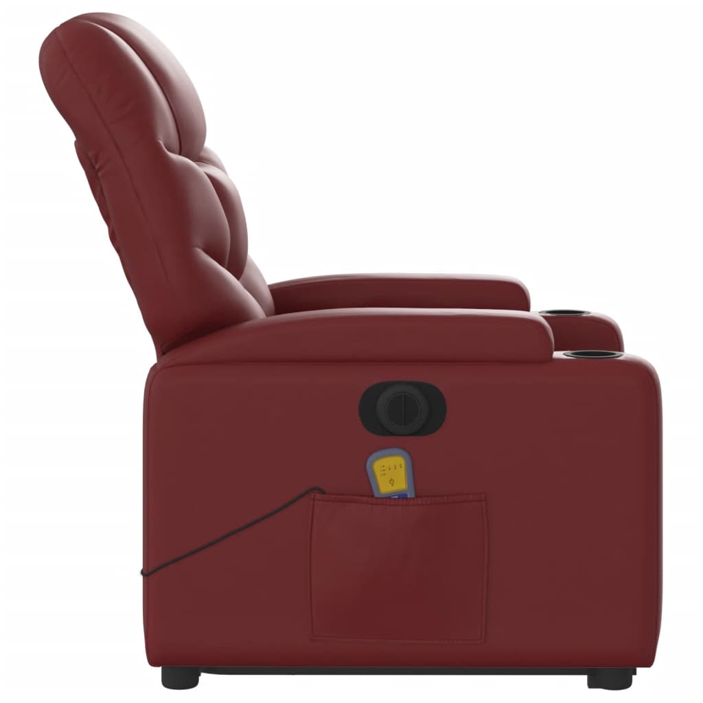 Fauteuil inclinable de massage électrique rouge bordeaux - XIOS