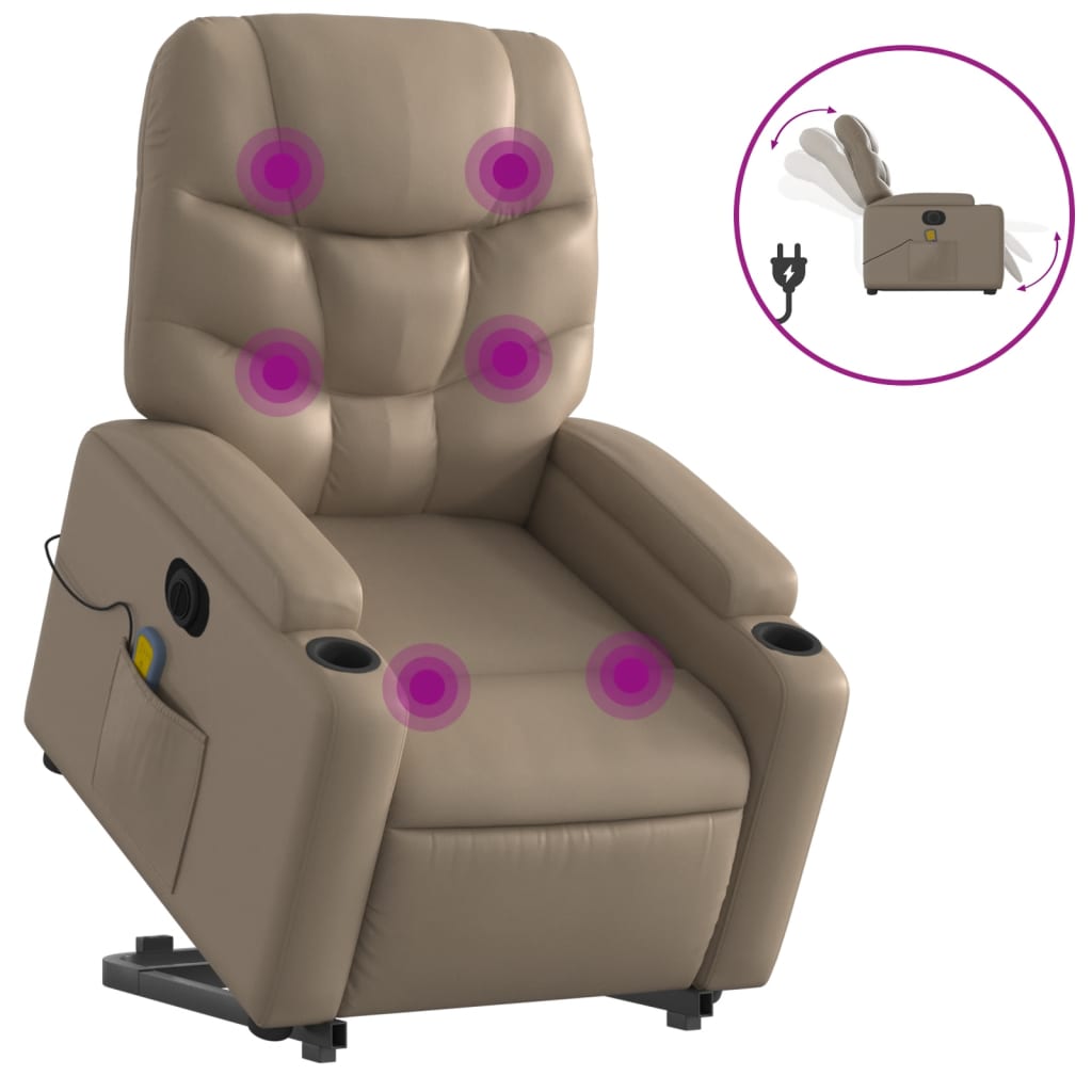 Fauteuil inclinable de massage électrique cappuccino similicuir - XIOS