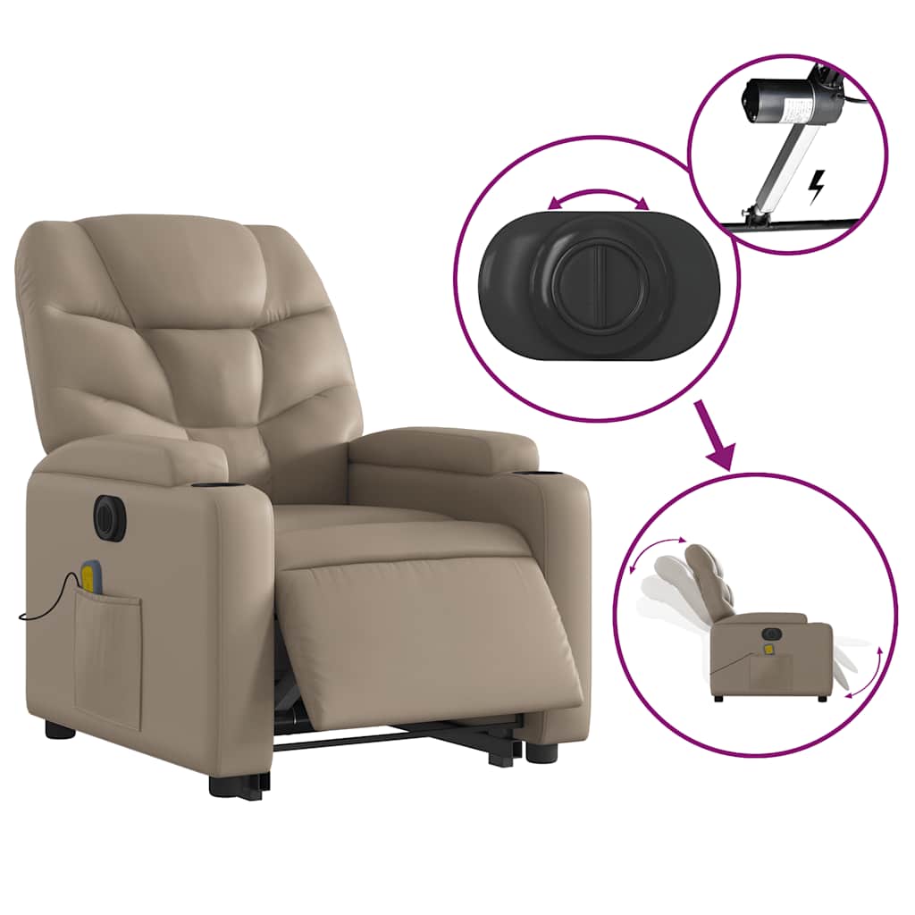 Fauteuil inclinable de massage électrique cappuccino similicuir - XIOS