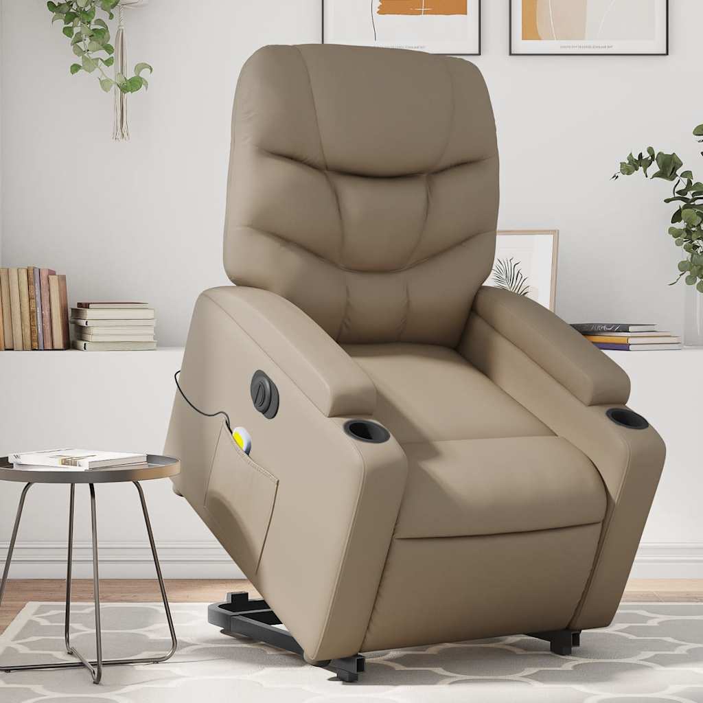 Fauteuil inclinable de massage électrique cappuccino similicuir - XIOS