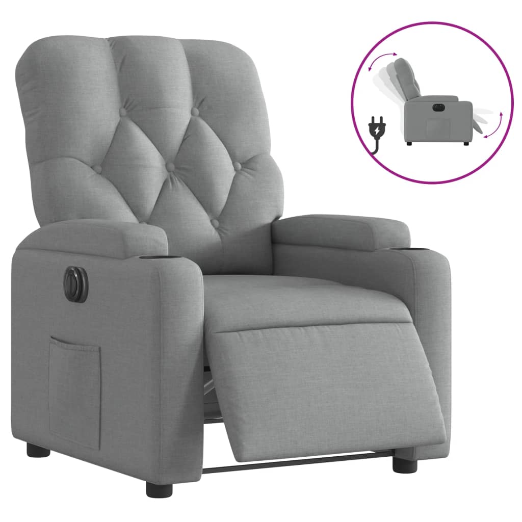 Fauteuil inclinable électrique Gris clair Tissu - XIOS