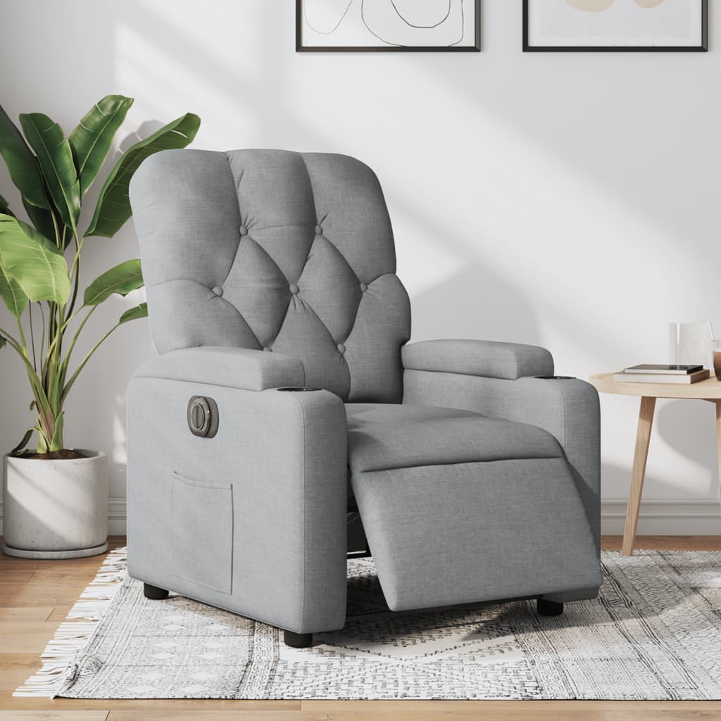 Fauteuil inclinable électrique Gris clair Tissu - XIOS
