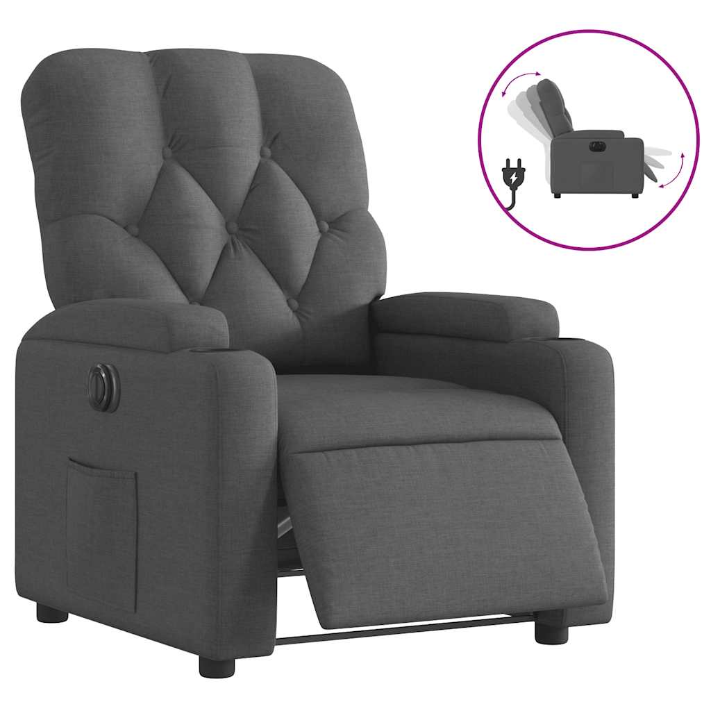 Fauteuil inclinable électrique Gris foncé Tissu