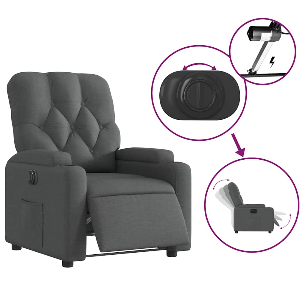 Fauteuil inclinable électrique Gris foncé Tissu - XIOS