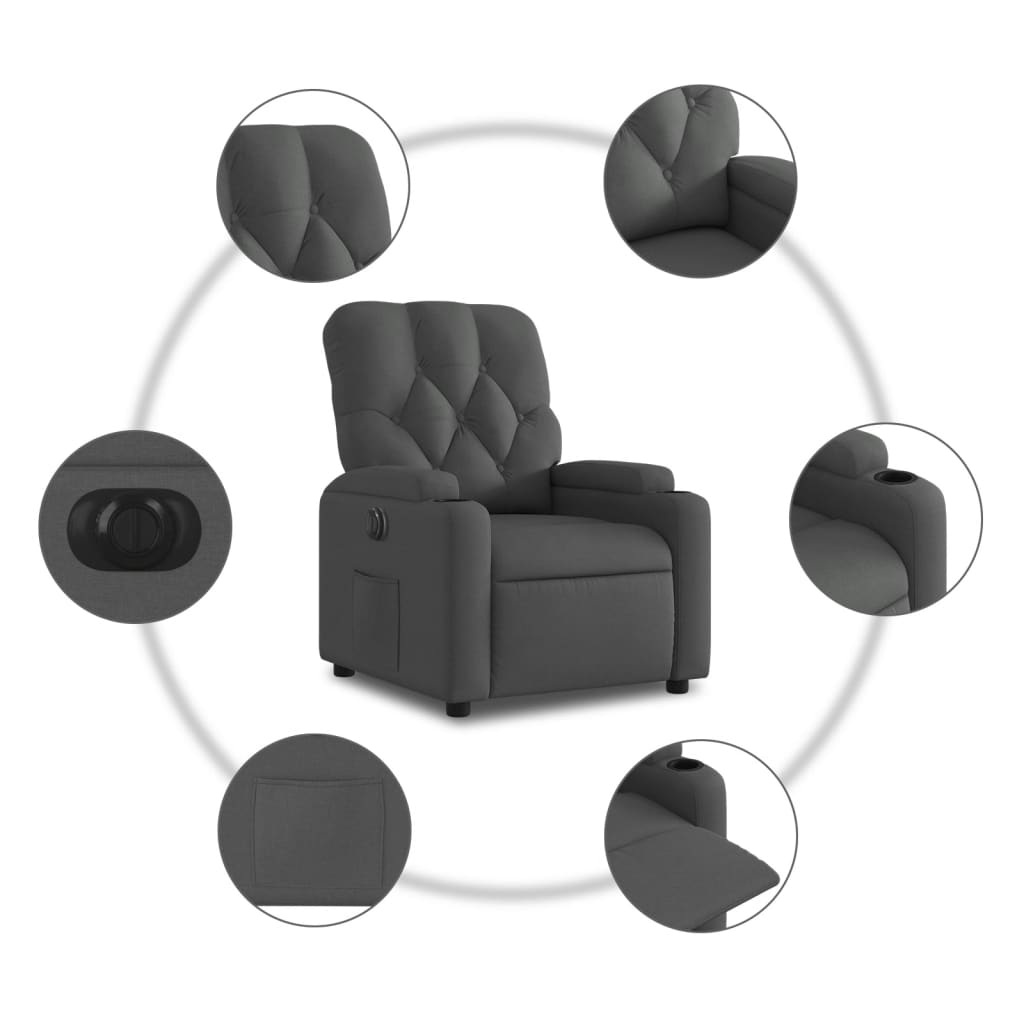 Fauteuil inclinable électrique Gris foncé Tissu - XIOS