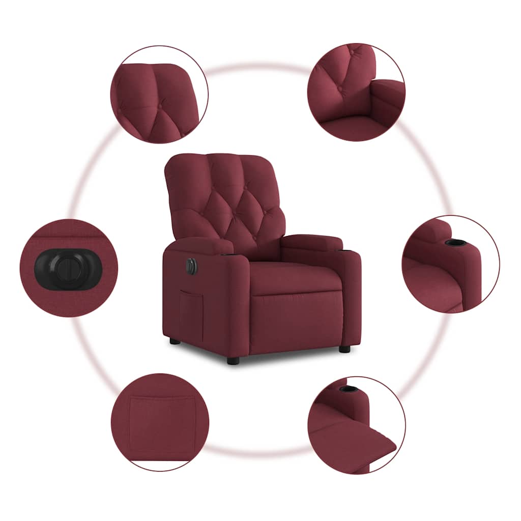 Fauteuil inclinable électrique Rouge bordeaux Tissu - XIOS