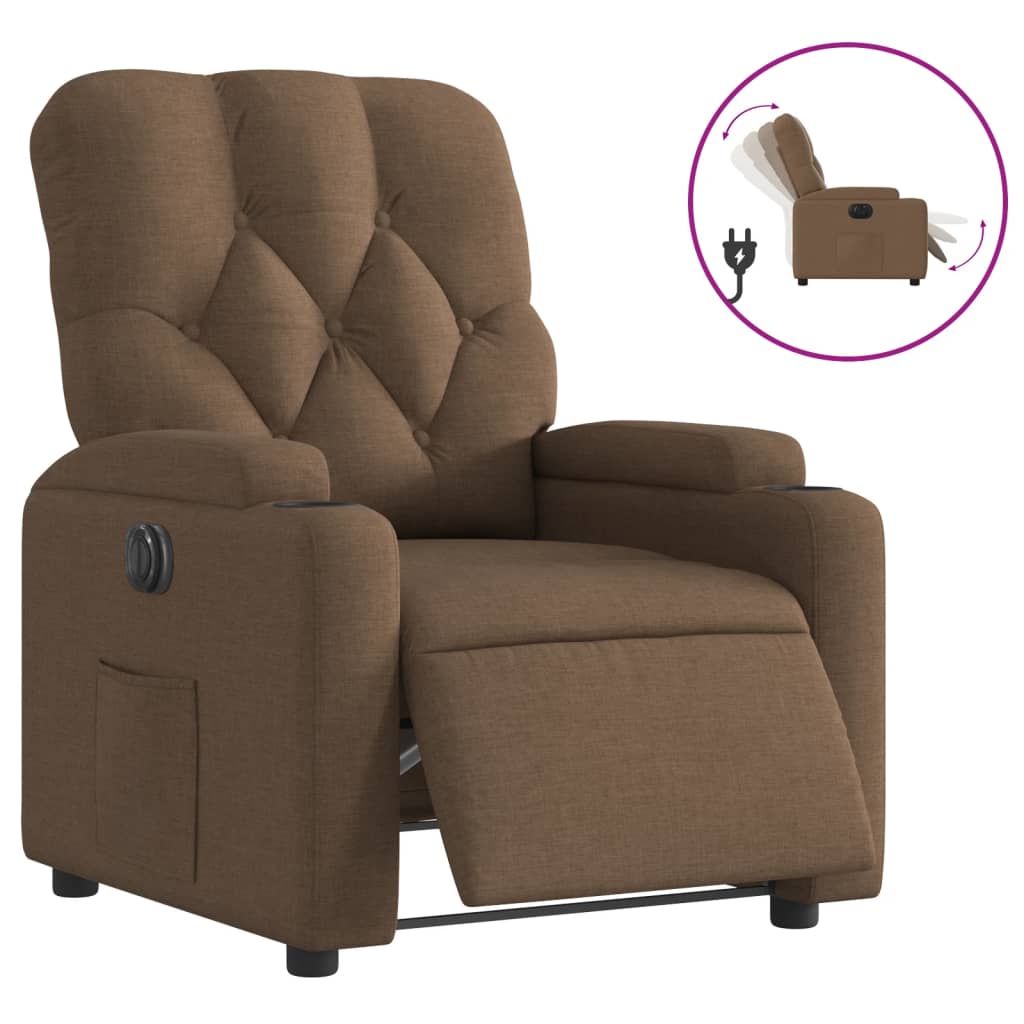 Fauteuil inclinable électrique Marron Tissu - XIOS