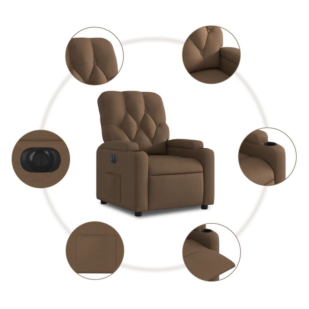 Fauteuil inclinable électrique Marron Tissu - XIOS