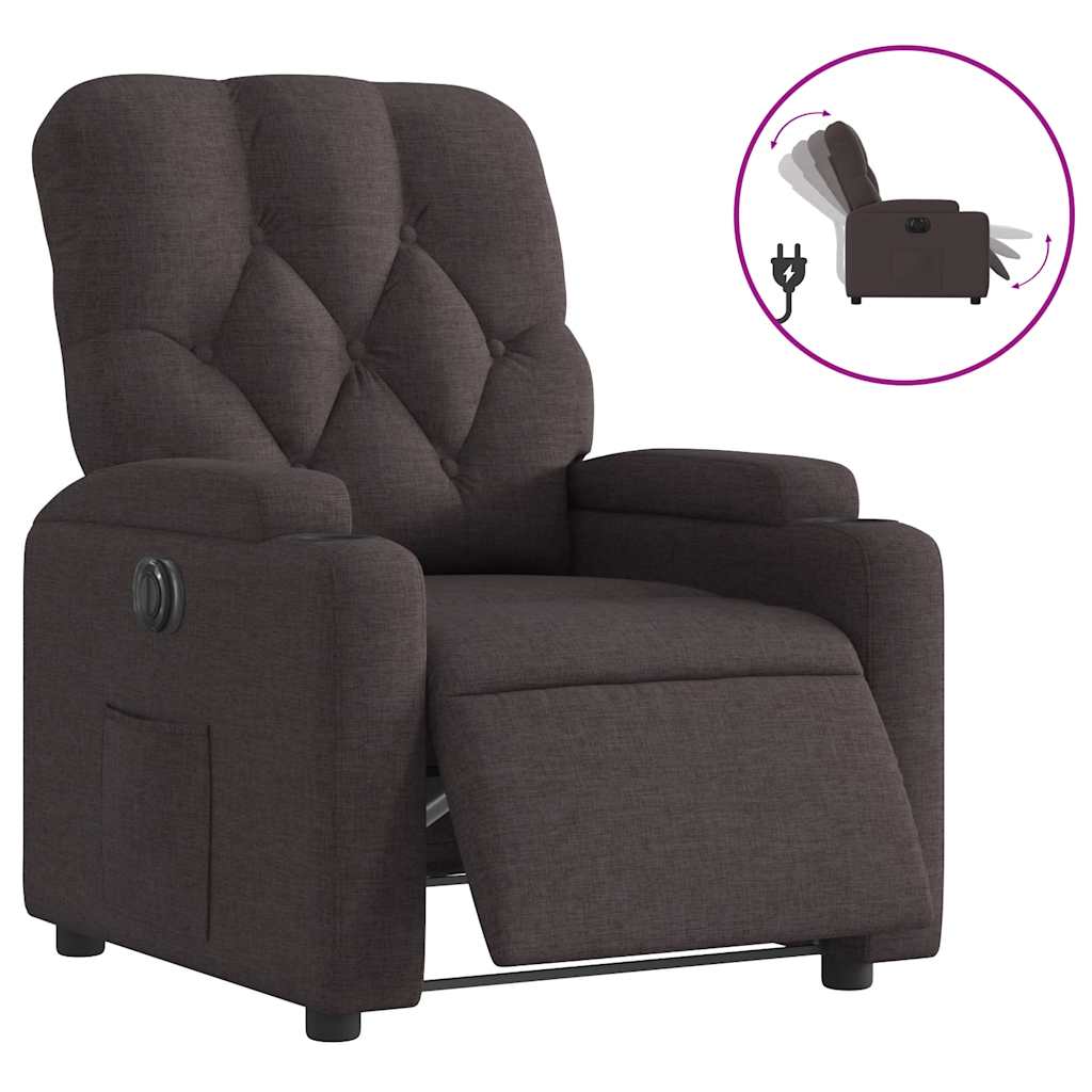 Fauteuil inclinable électrique Marron foncé Tissu - XIOS