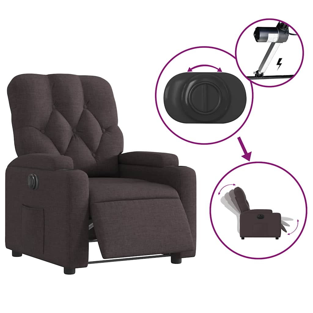 Fauteuil inclinable électrique Marron foncé Tissu - XIOS