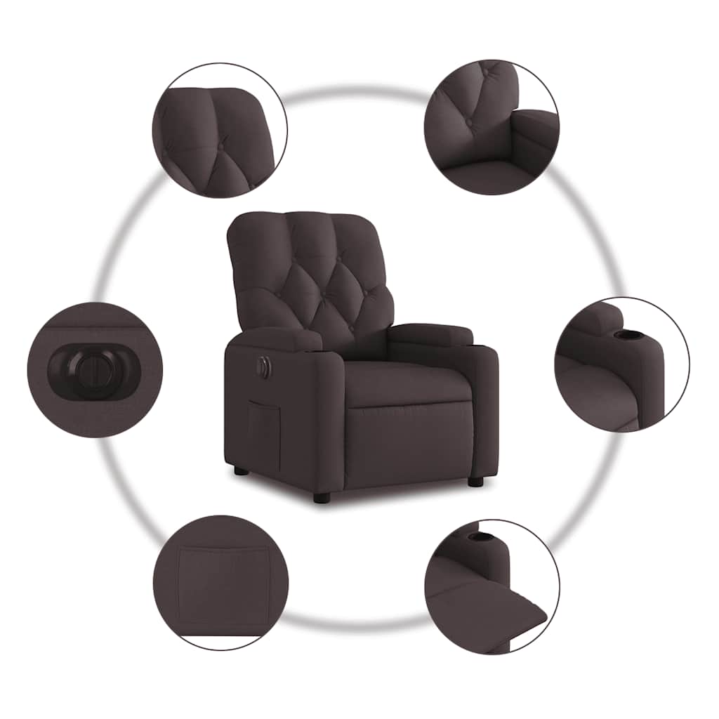 Fauteuil inclinable électrique Marron foncé Tissu - XIOS
