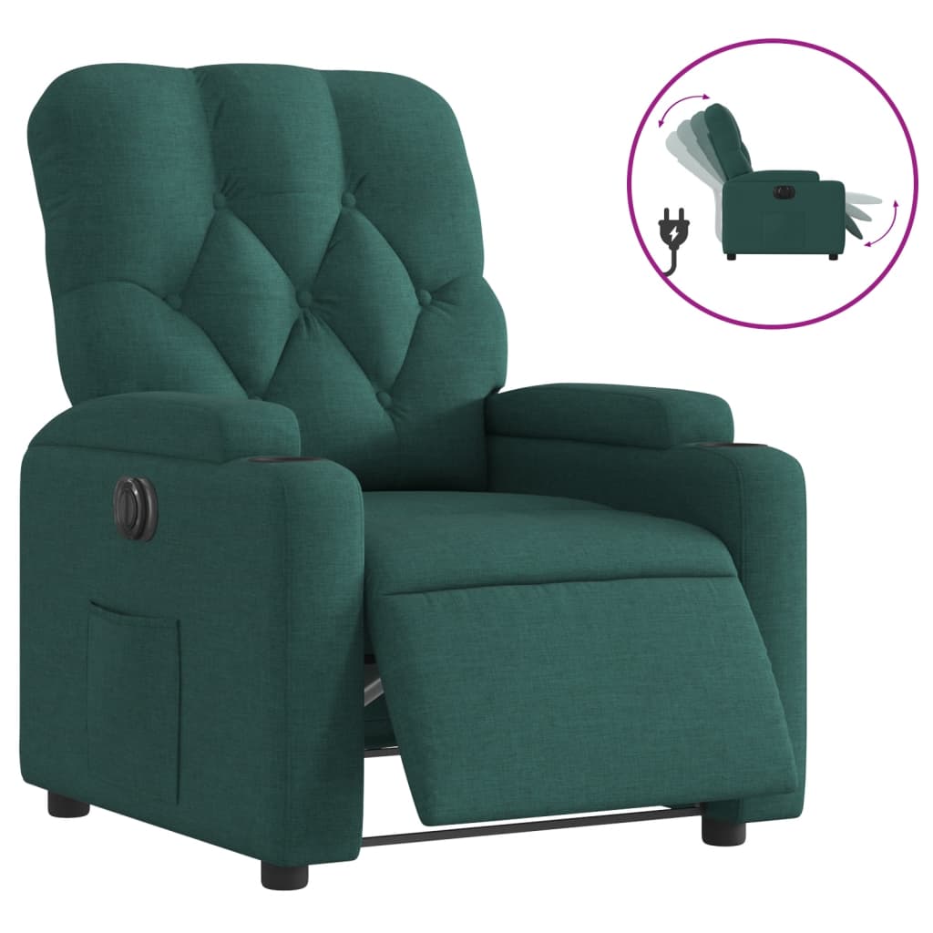 Fauteuil inclinable électrique Vert foncé Tissu - XIOS