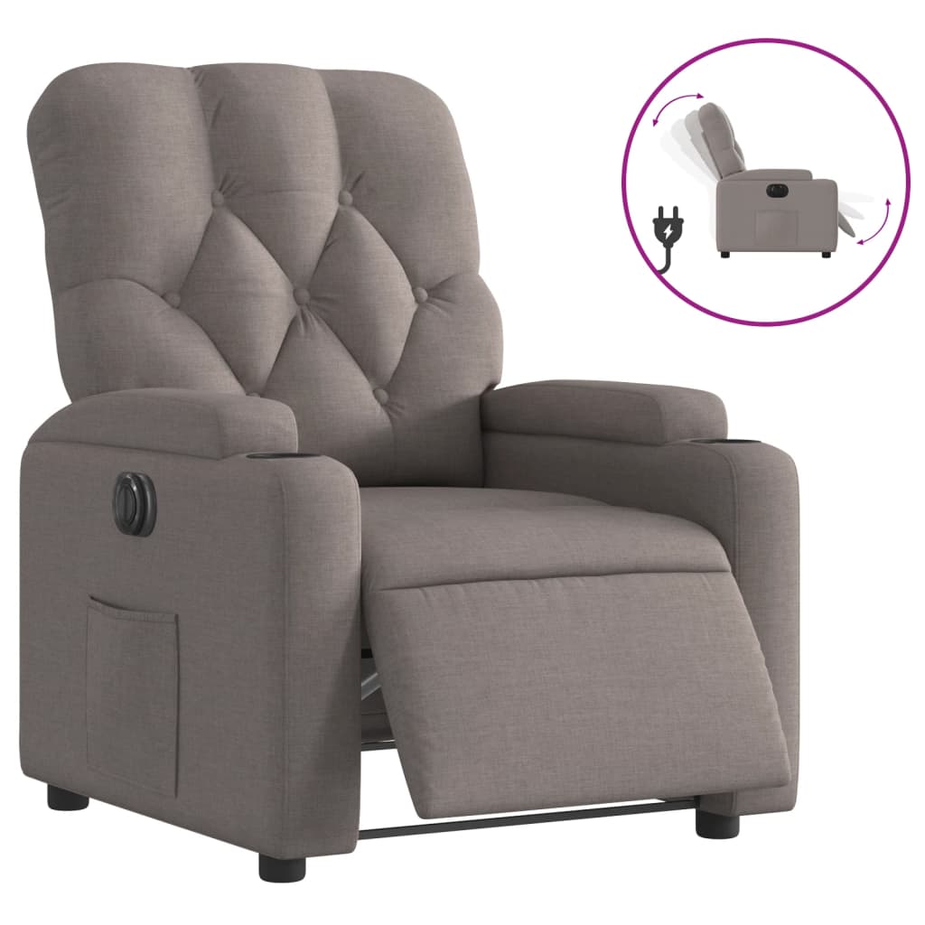 Fauteuil inclinable électrique Taupe Tissu - XIOS