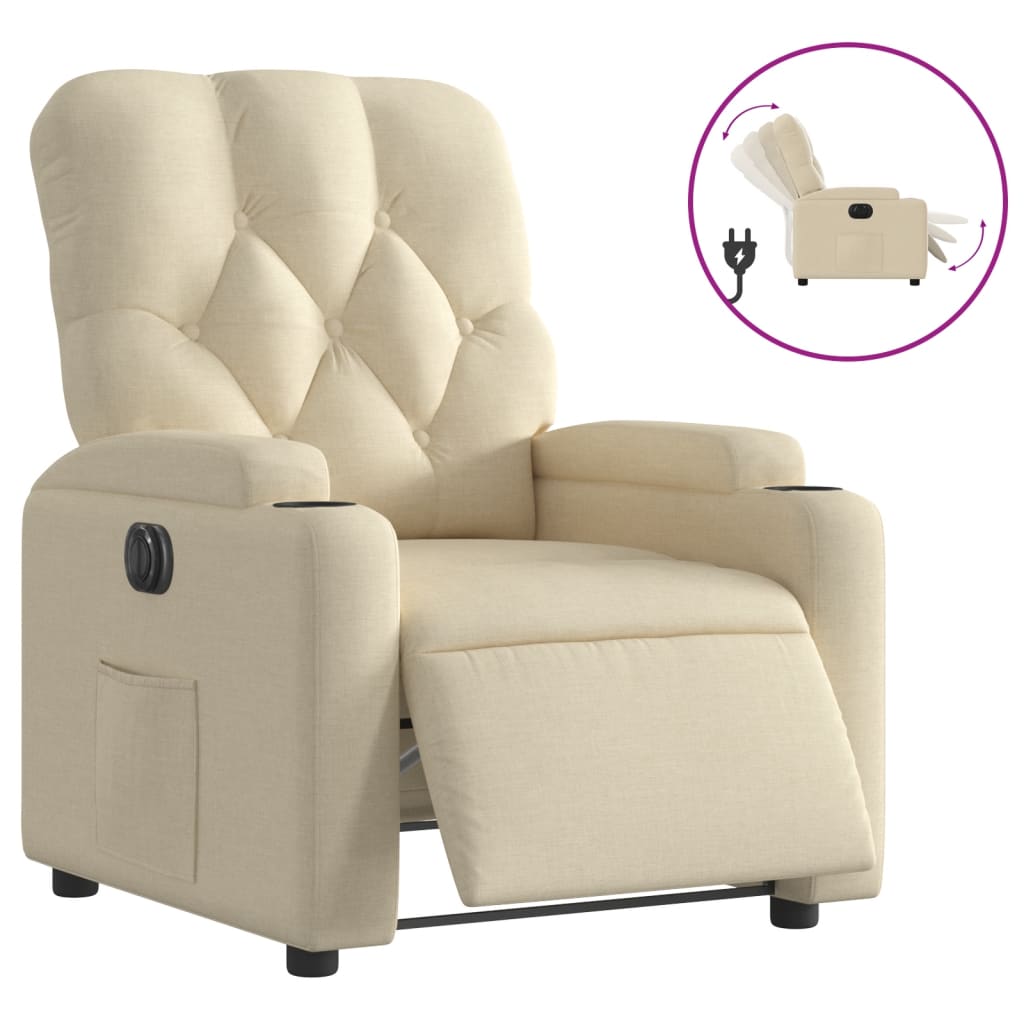 Fauteuil inclinable électrique Crème Tissu - XIOS