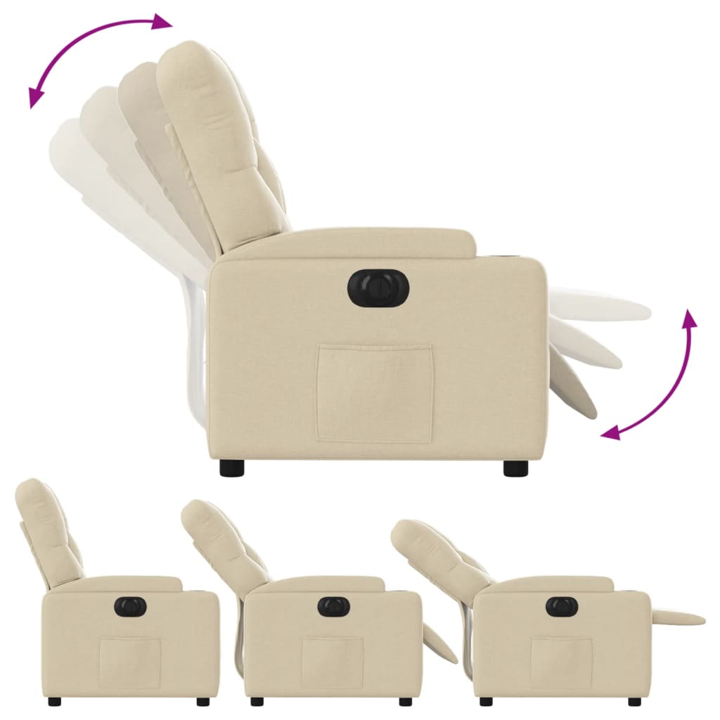 Fauteuil inclinable électrique Crème Tissu