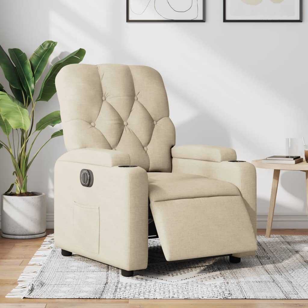 Fauteuil inclinable électrique Crème Tissu - XIOS
