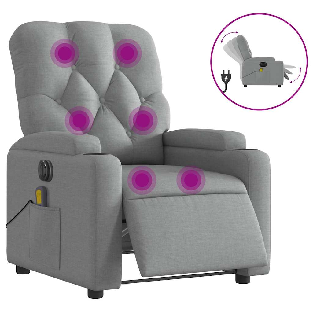 Fauteuil de massage inclinable électrique gris clair tissu - XIOS