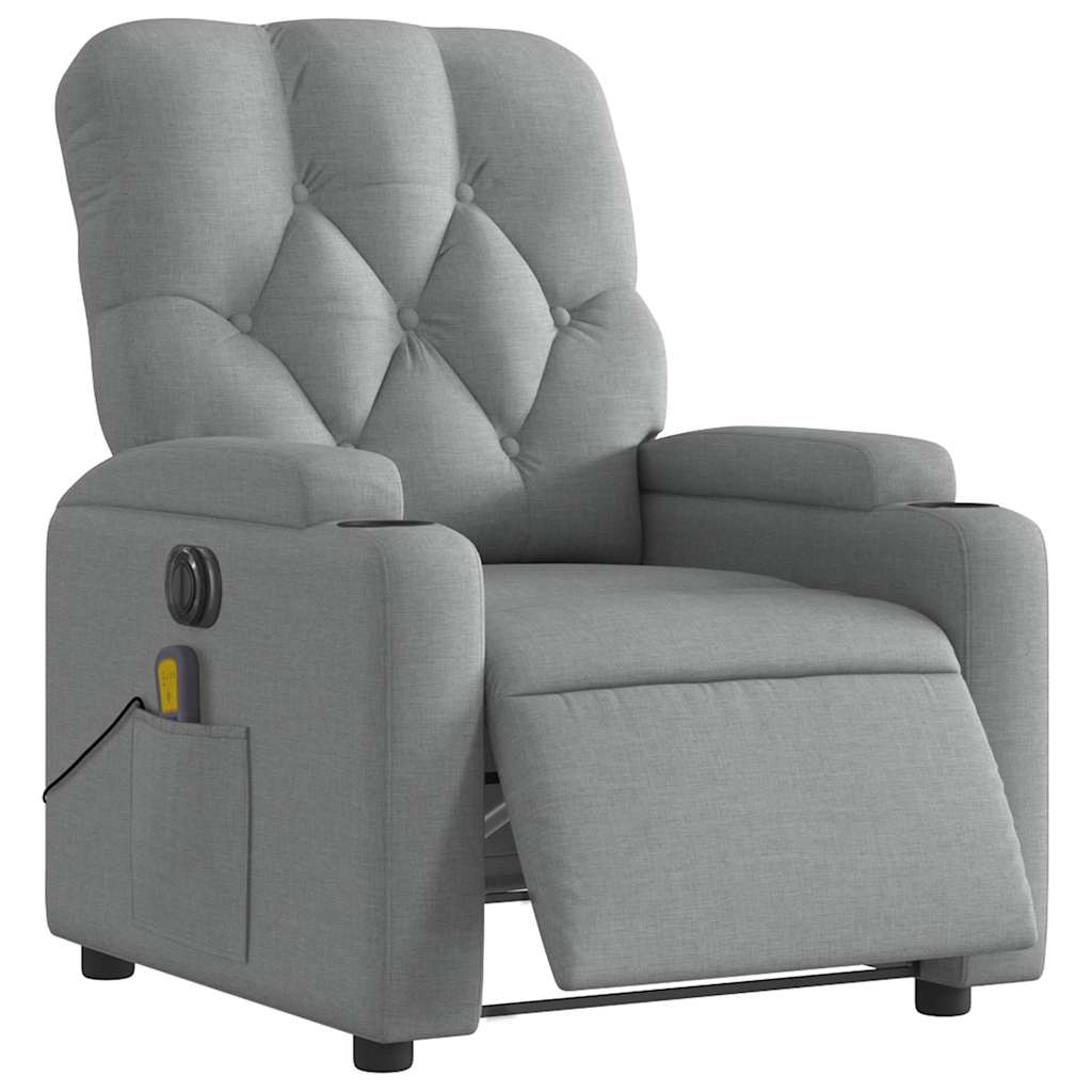 Fauteuil de massage inclinable électrique gris clair tissu - XIOS