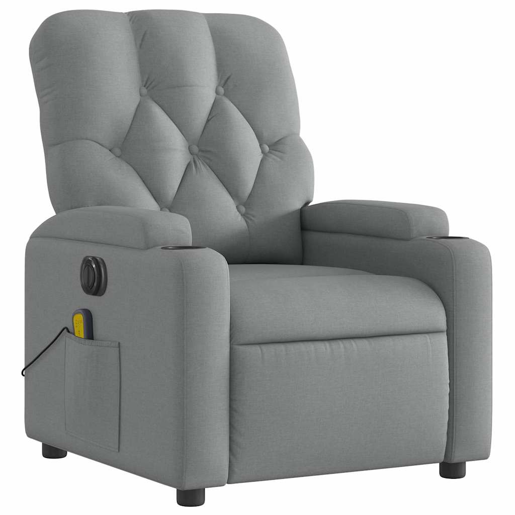 Fauteuil de massage inclinable électrique gris clair tissu - XIOS