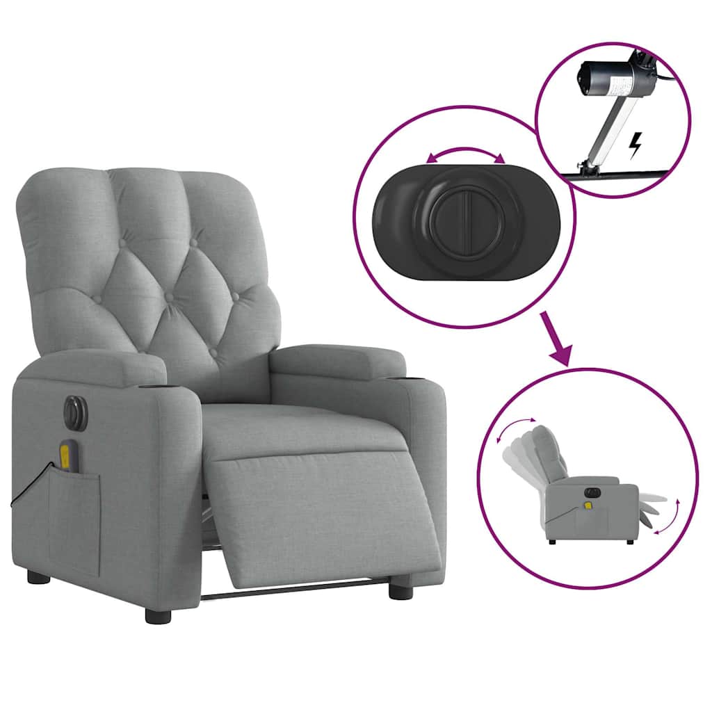 Fauteuil de massage inclinable électrique gris clair tissu - XIOS