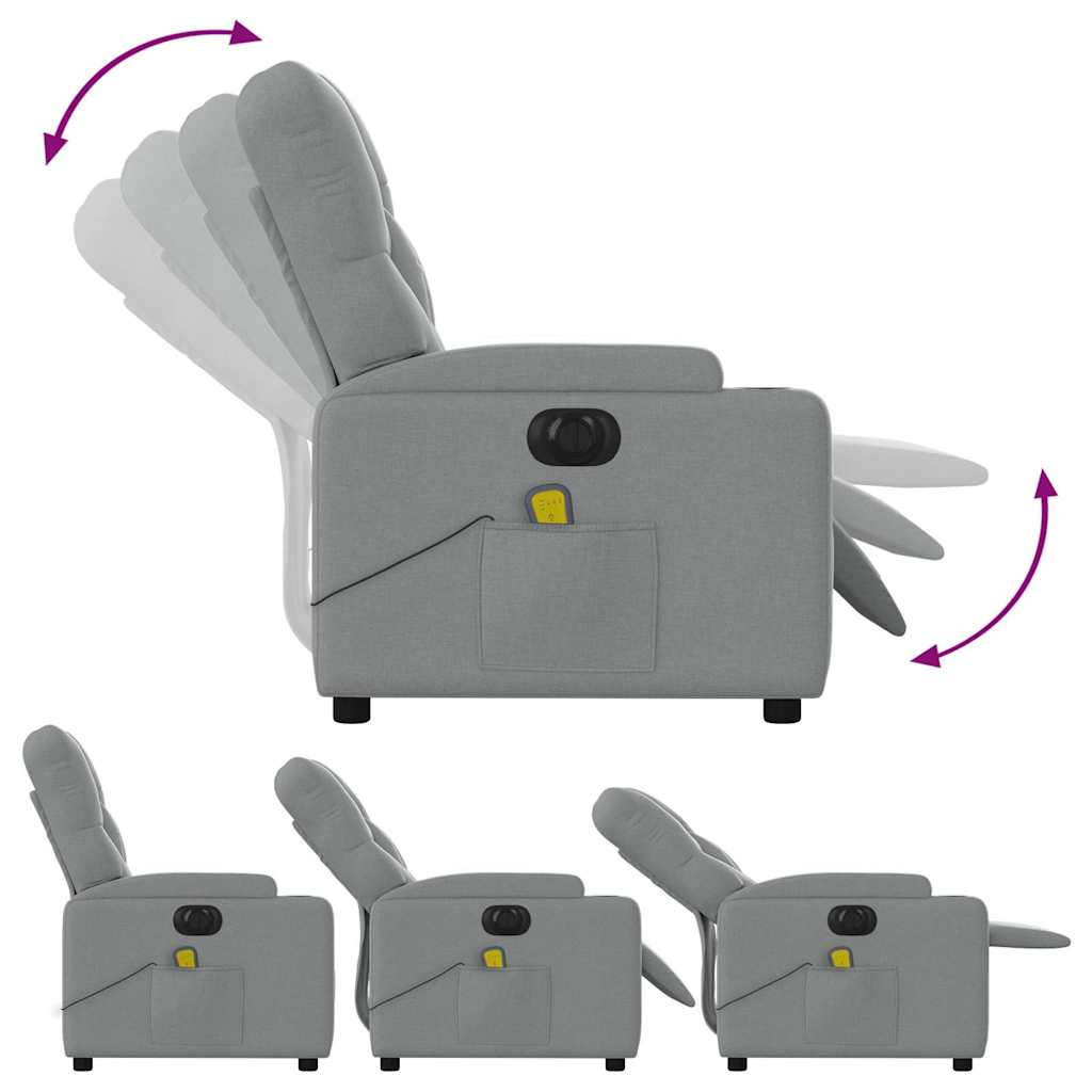 Fauteuil de massage inclinable électrique gris clair tissu - XIOS