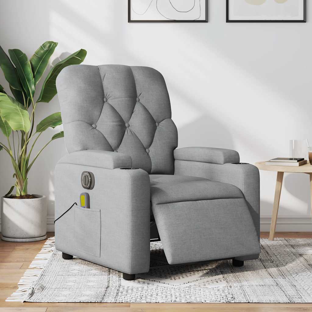 Fauteuil de massage inclinable électrique gris clair tissu - XIOS