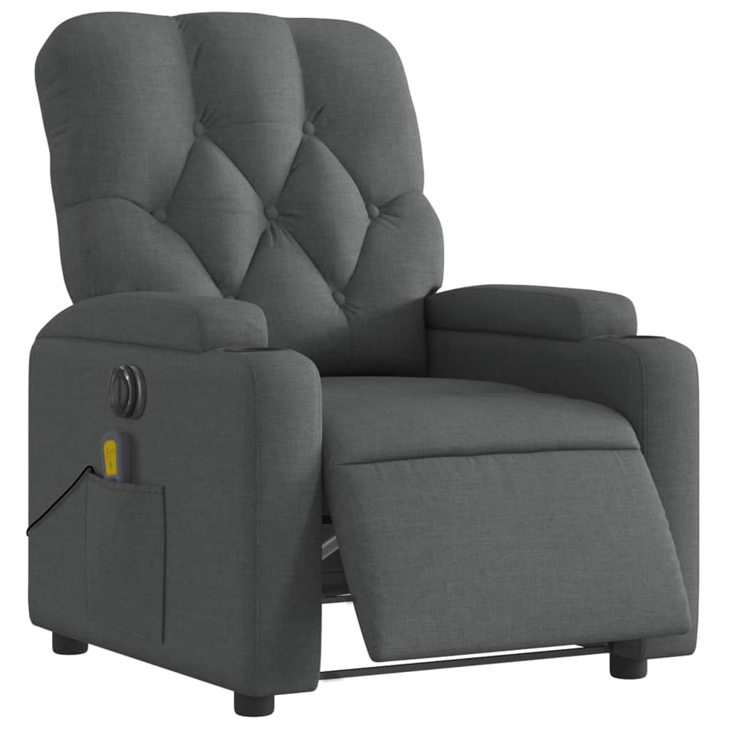 Fauteuil inclinable de massage électrique gris foncé tissu - XIOS