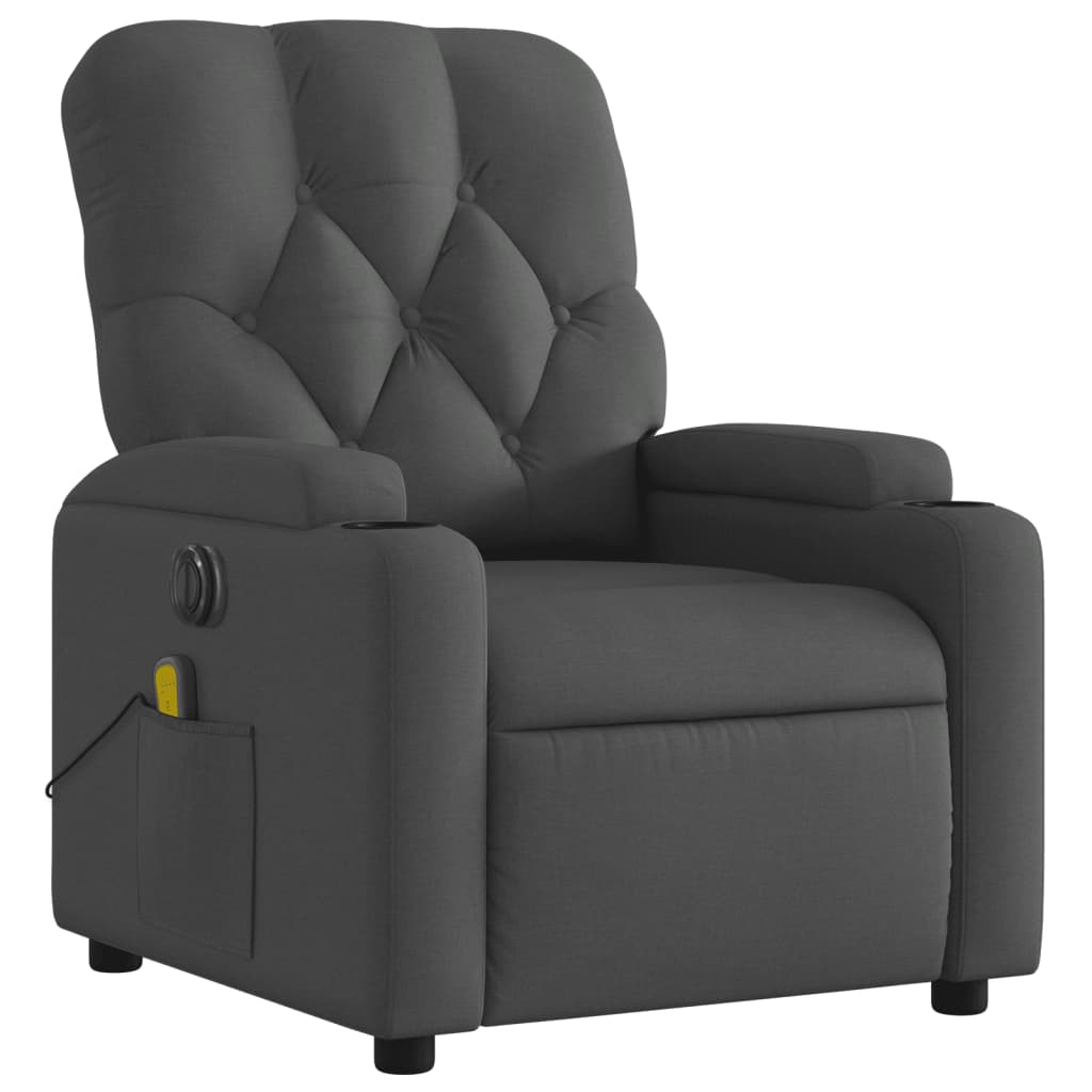 Fauteuil inclinable de massage électrique gris foncé tissu - XIOS