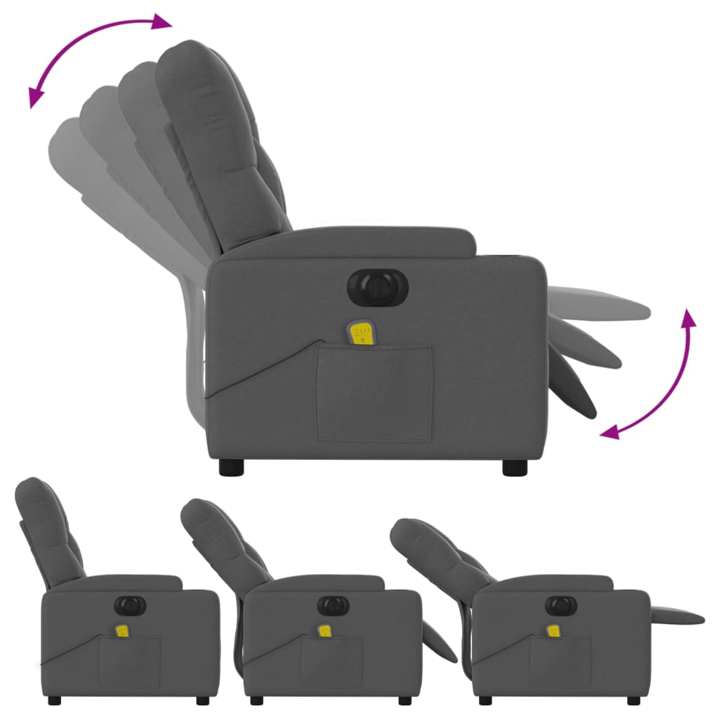 Fauteuil inclinable de massage électrique gris foncé tissu - XIOS