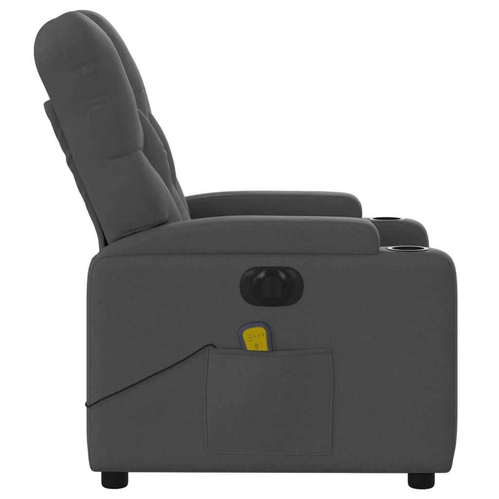 Fauteuil inclinable de massage électrique gris foncé tissu