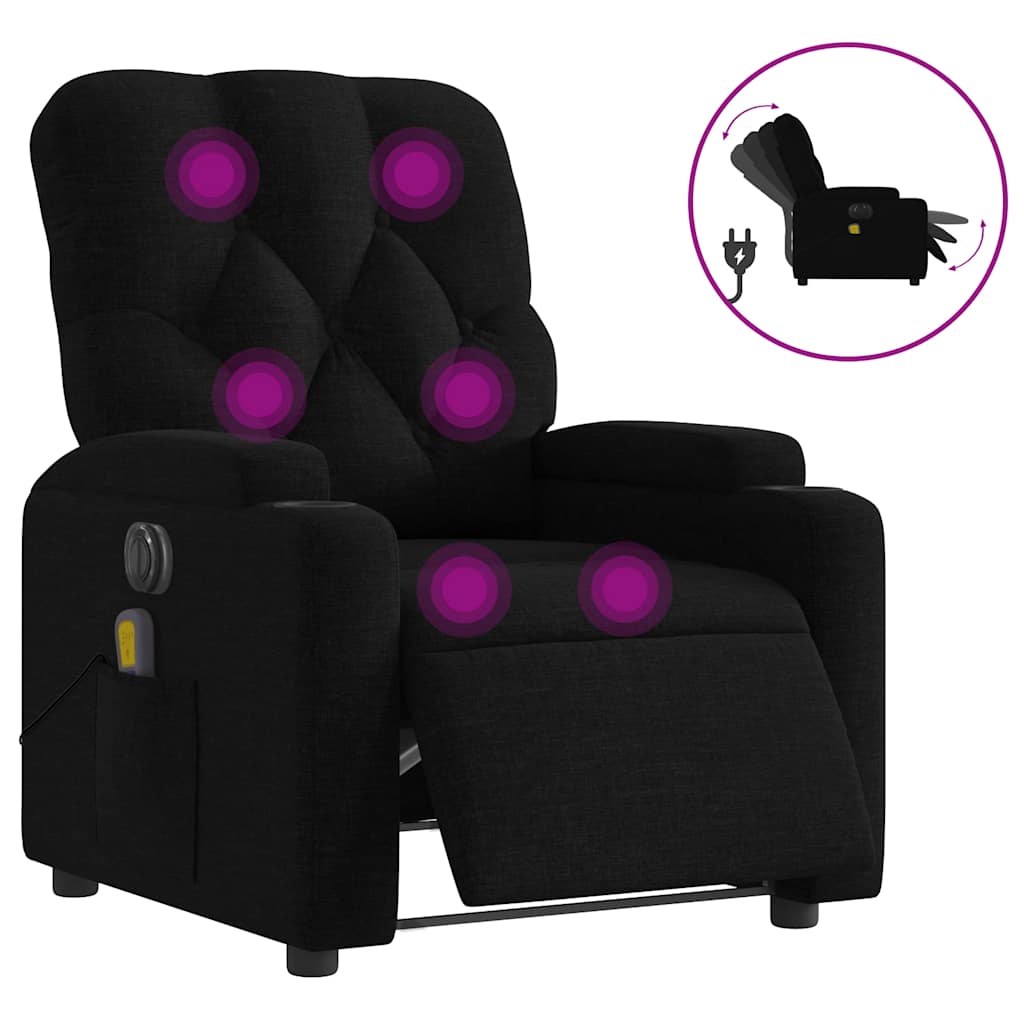 Fauteuil de massage inclinable électrique Noir Tissu - XIOS