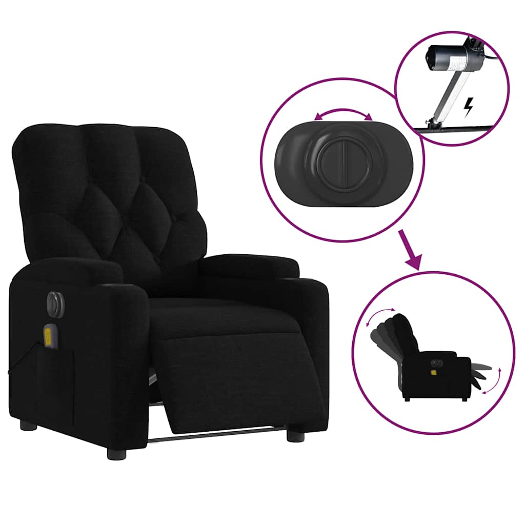 Fauteuil de massage inclinable électrique Noir Tissu - XIOS