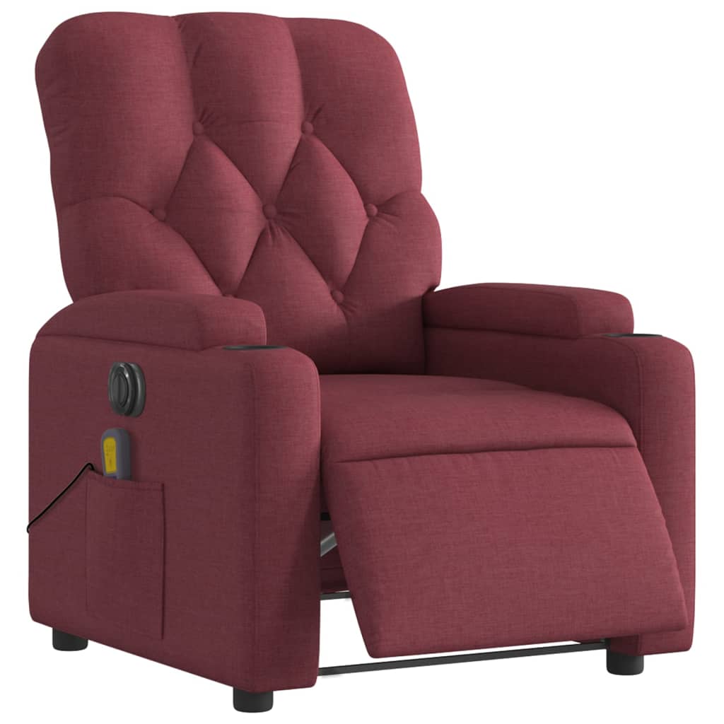 Fauteuil de massage inclinable électrique Rouge bordeaux Tissu - XIOS