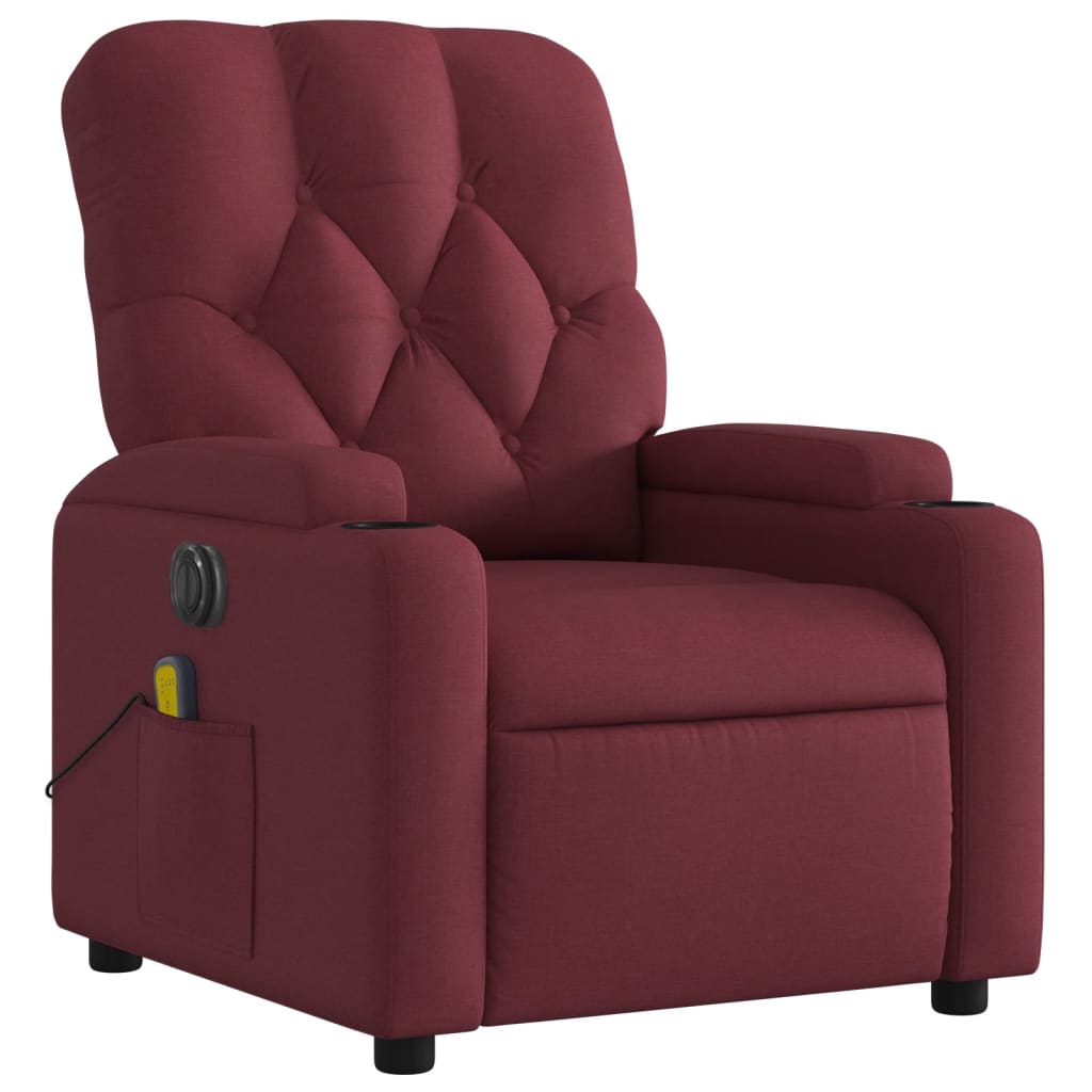Fauteuil de massage inclinable électrique Rouge bordeaux Tissu