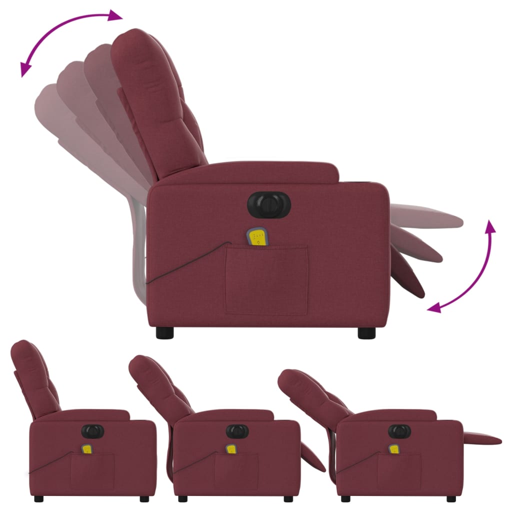 Fauteuil de massage inclinable électrique Rouge bordeaux Tissu - XIOS