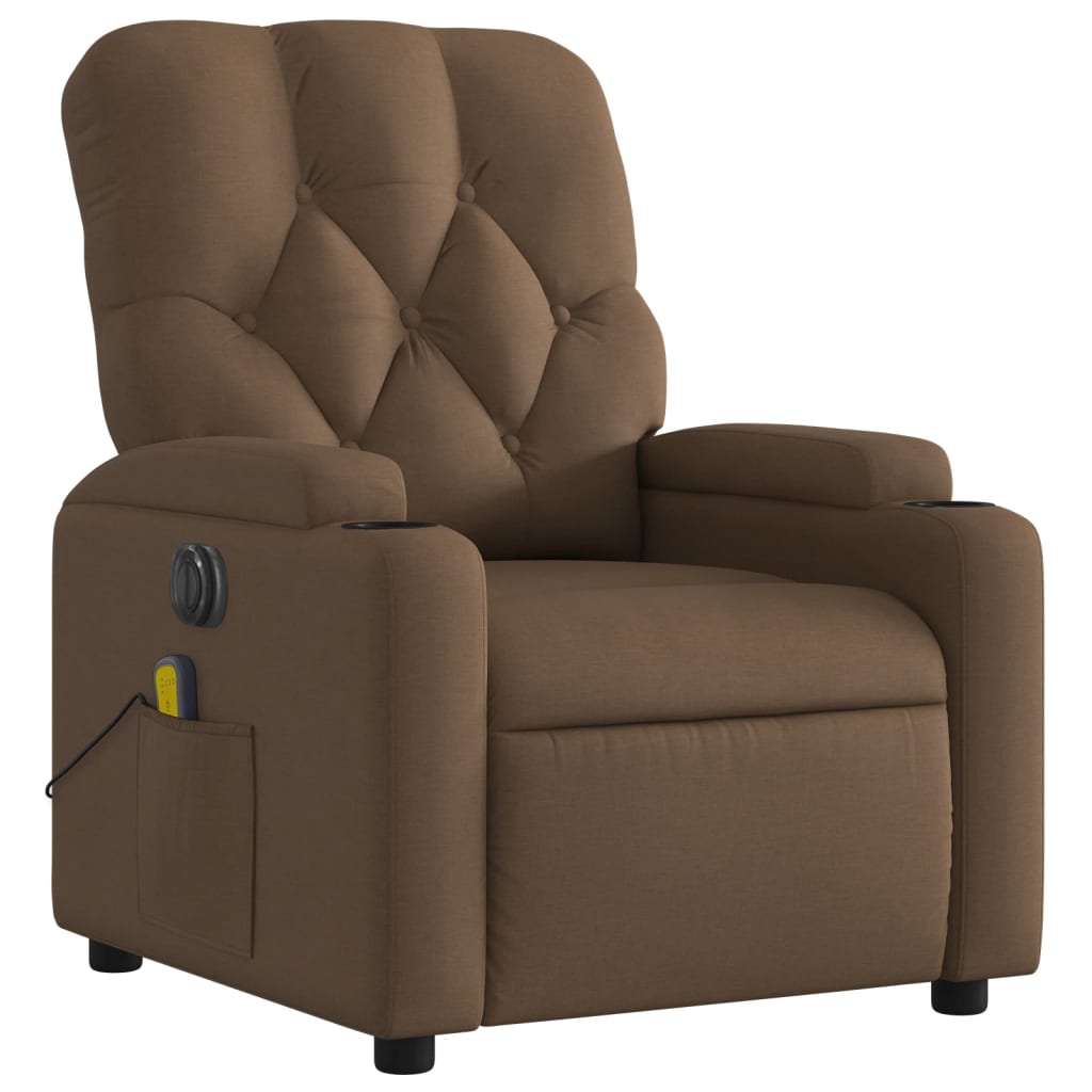 Fauteuil inclinable de massage électrique marron tissu - XIOS