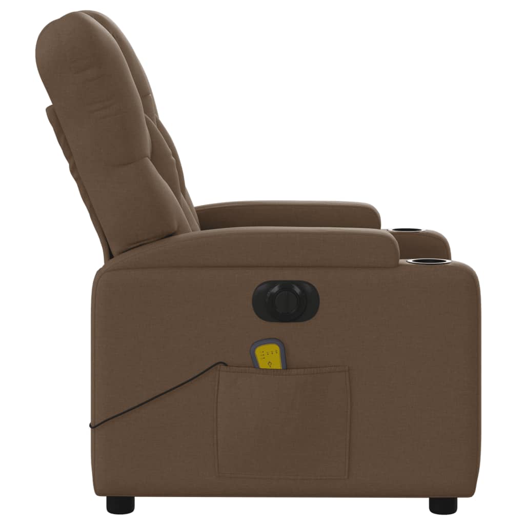 Fauteuil inclinable de massage électrique marron tissu - XIOS