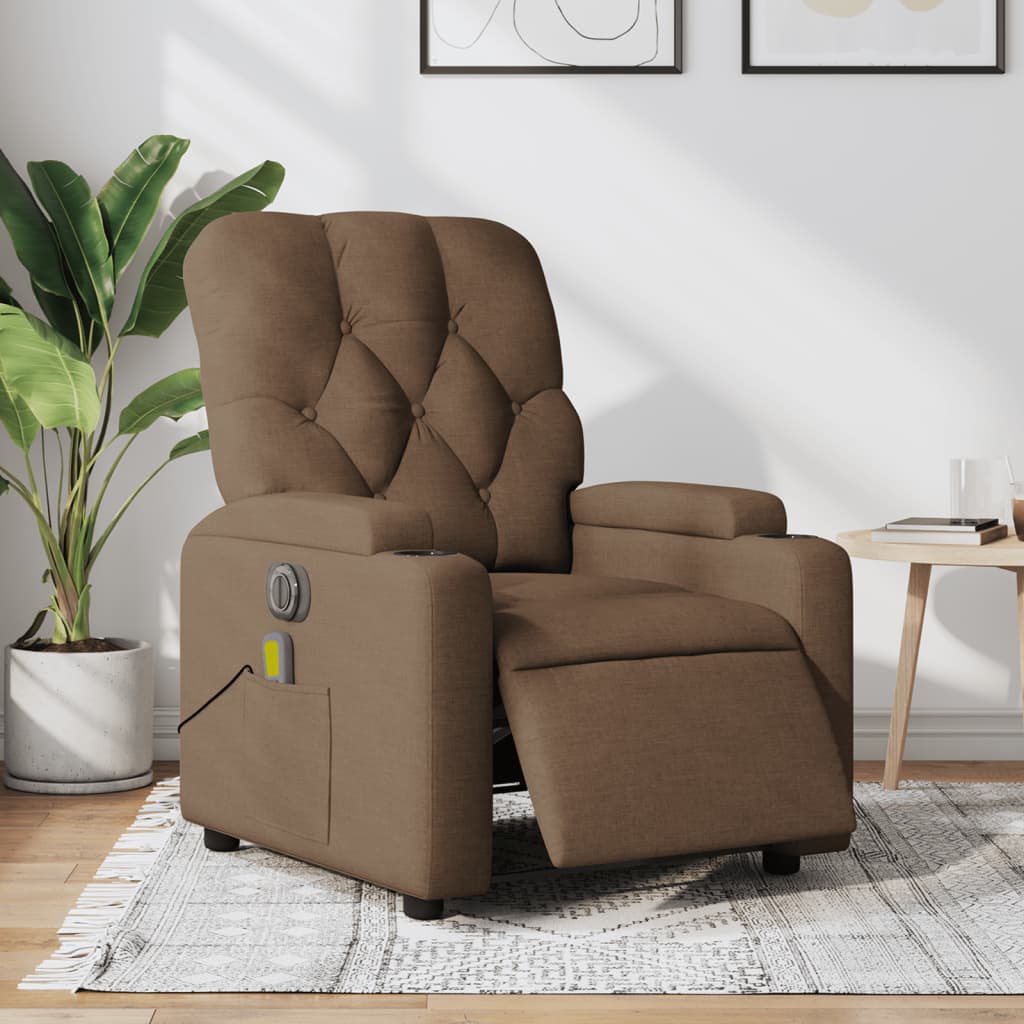 Fauteuil inclinable de massage électrique marron tissu - XIOS