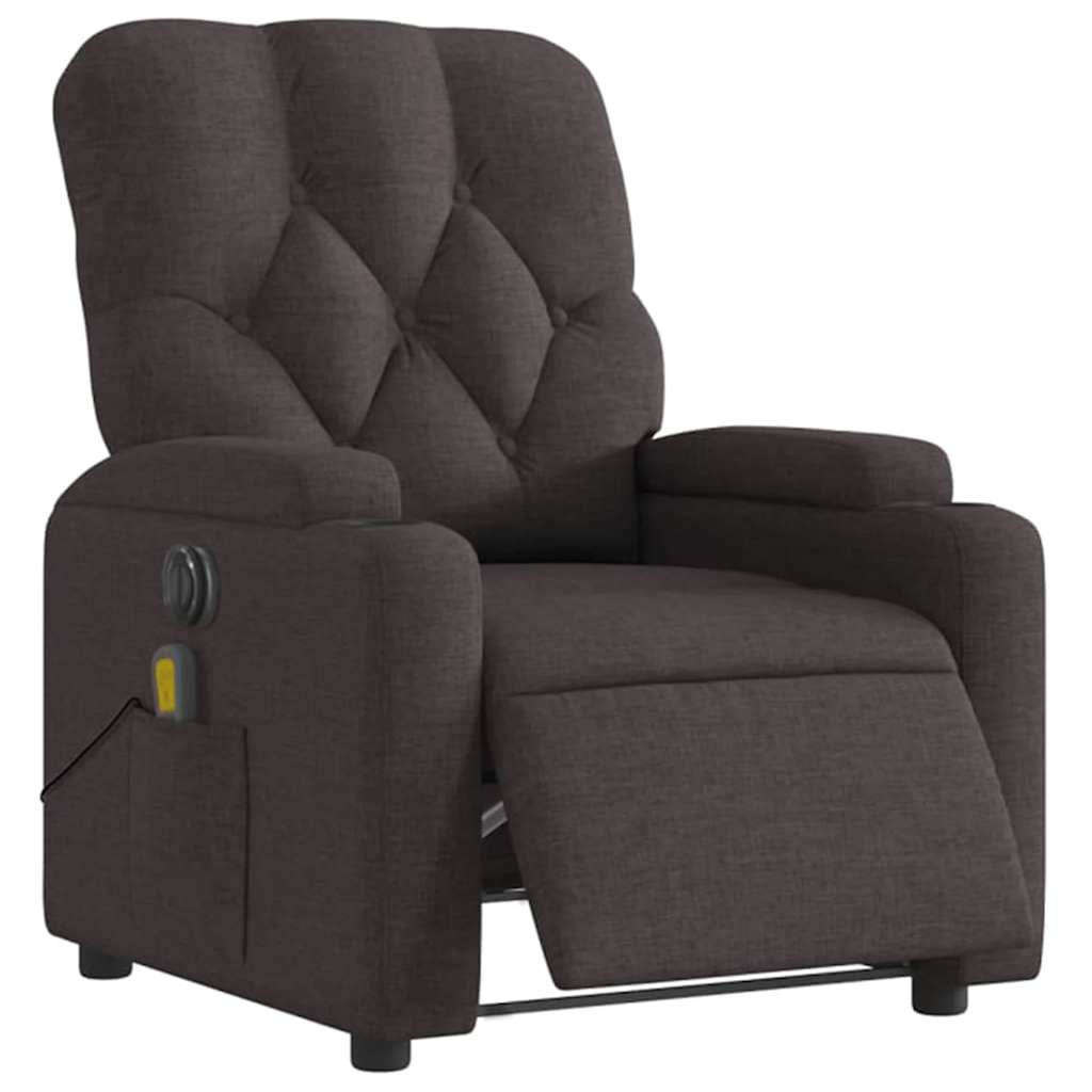 Fauteuil de massage inclinable électrique Marron foncé Tissu