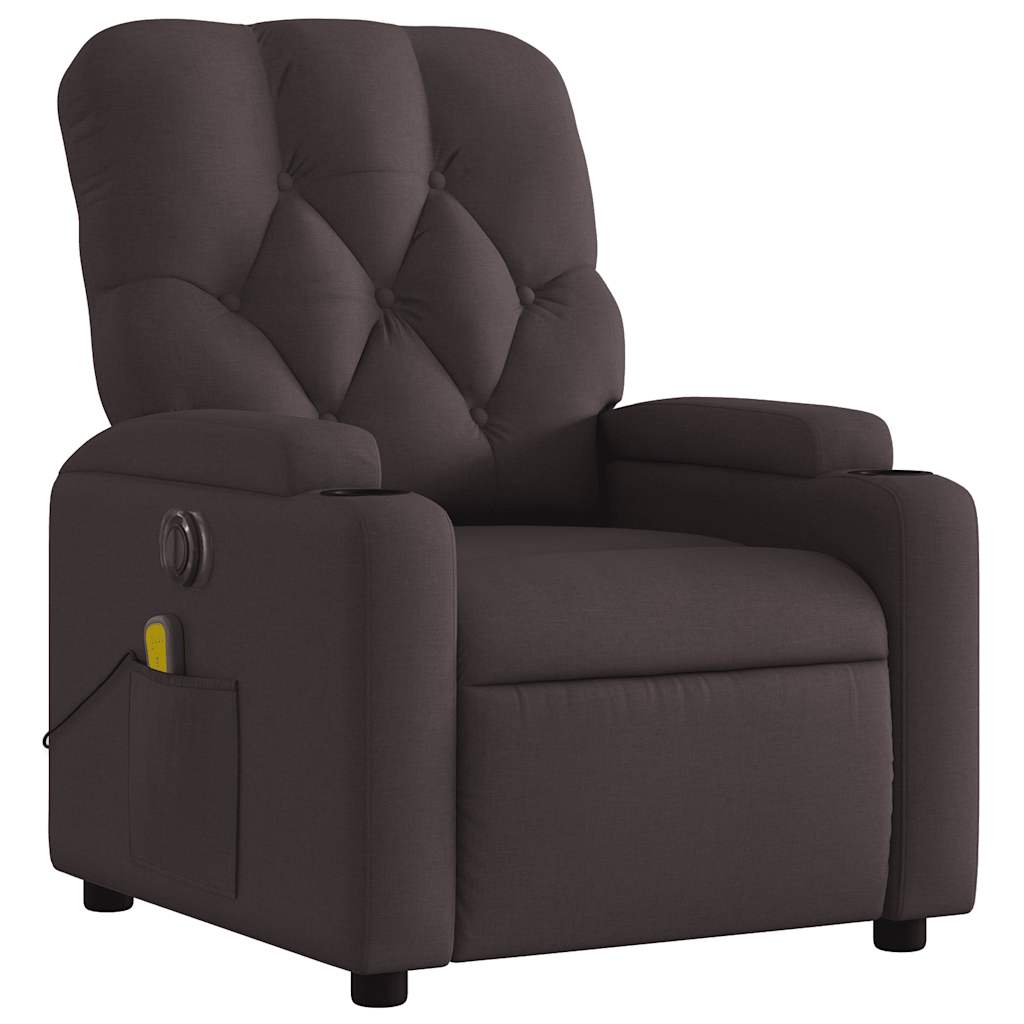 Fauteuil de massage inclinable électrique Marron foncé Tissu
