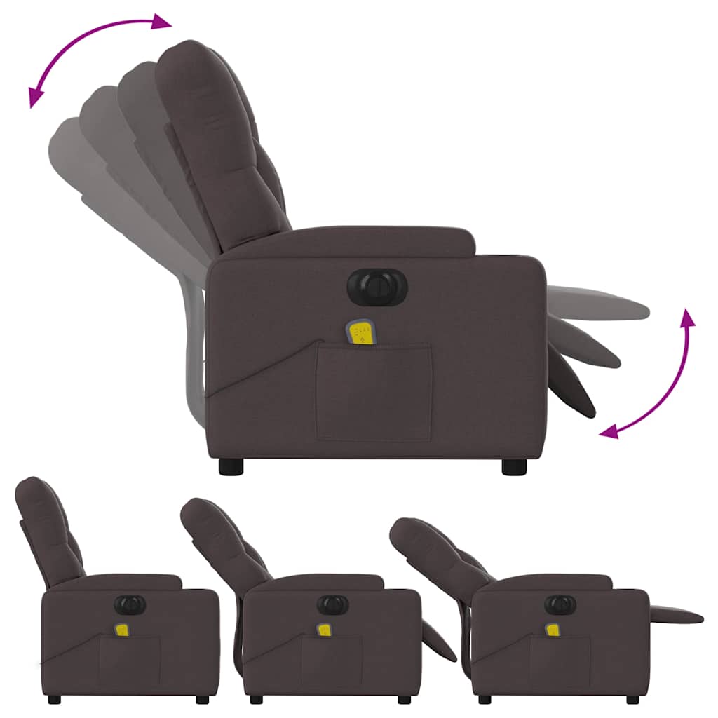 Fauteuil de massage inclinable électrique Marron foncé Tissu
