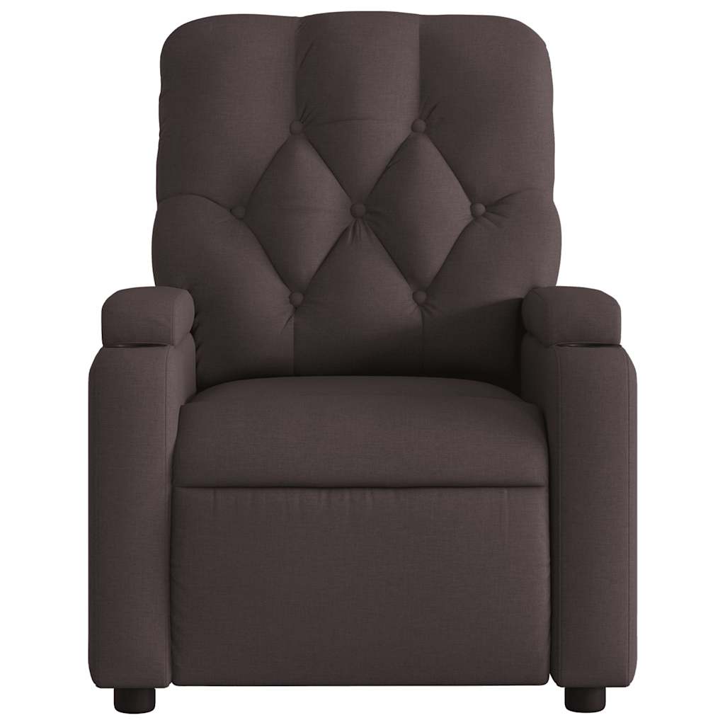 Fauteuil de massage inclinable électrique Marron foncé Tissu