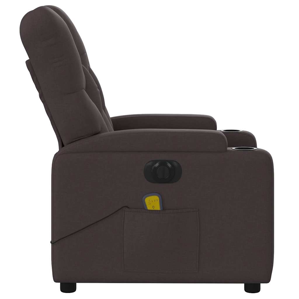Fauteuil de massage inclinable électrique Marron foncé Tissu