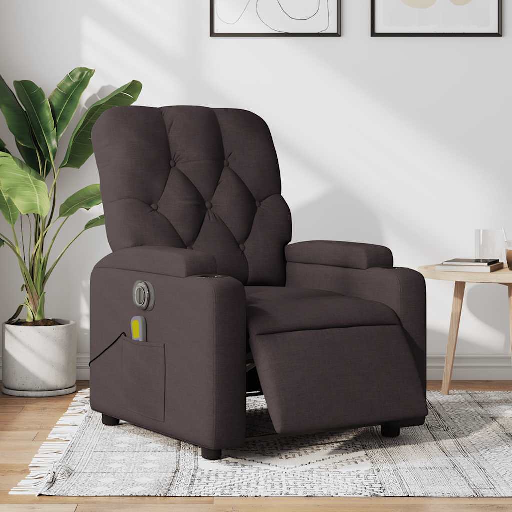 Fauteuil de massage inclinable électrique Marron foncé Tissu - XIOS