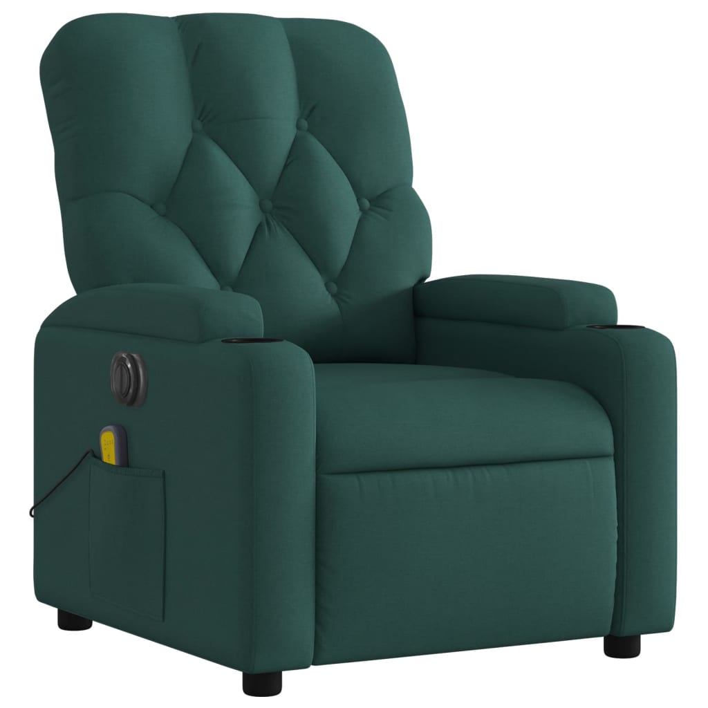 Fauteuil de massage inclinable électrique Vert foncé Tissu - XIOS