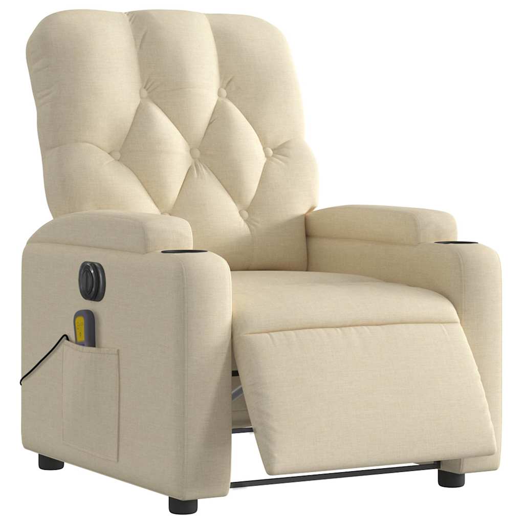 Fauteuil inclinable de massage électrique crème tissu - XIOS