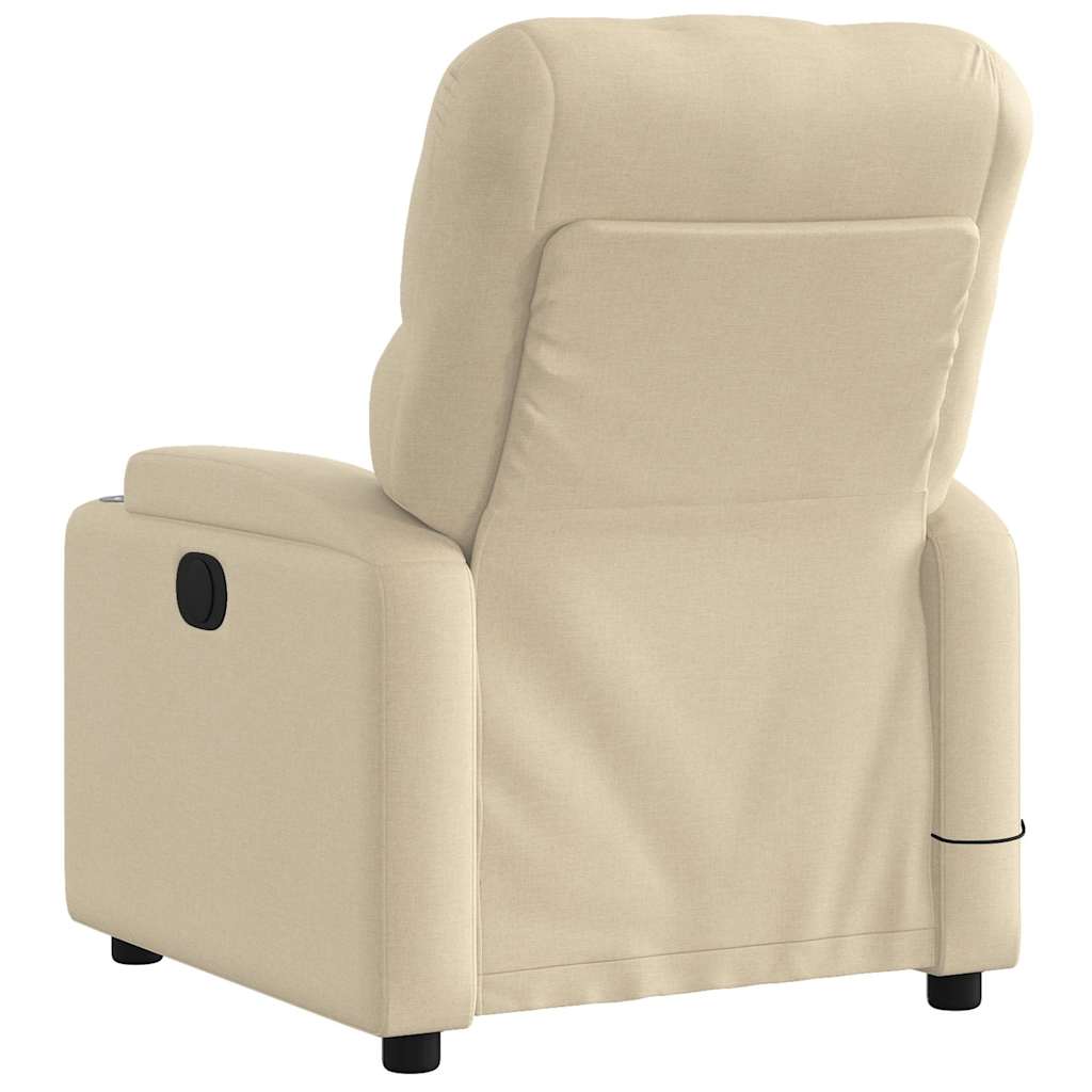 Fauteuil inclinable de massage électrique crème tissu - XIOS
