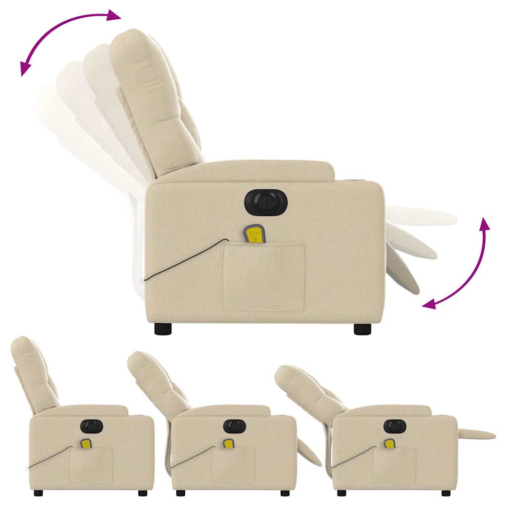 Fauteuil inclinable de massage électrique crème tissu - XIOS