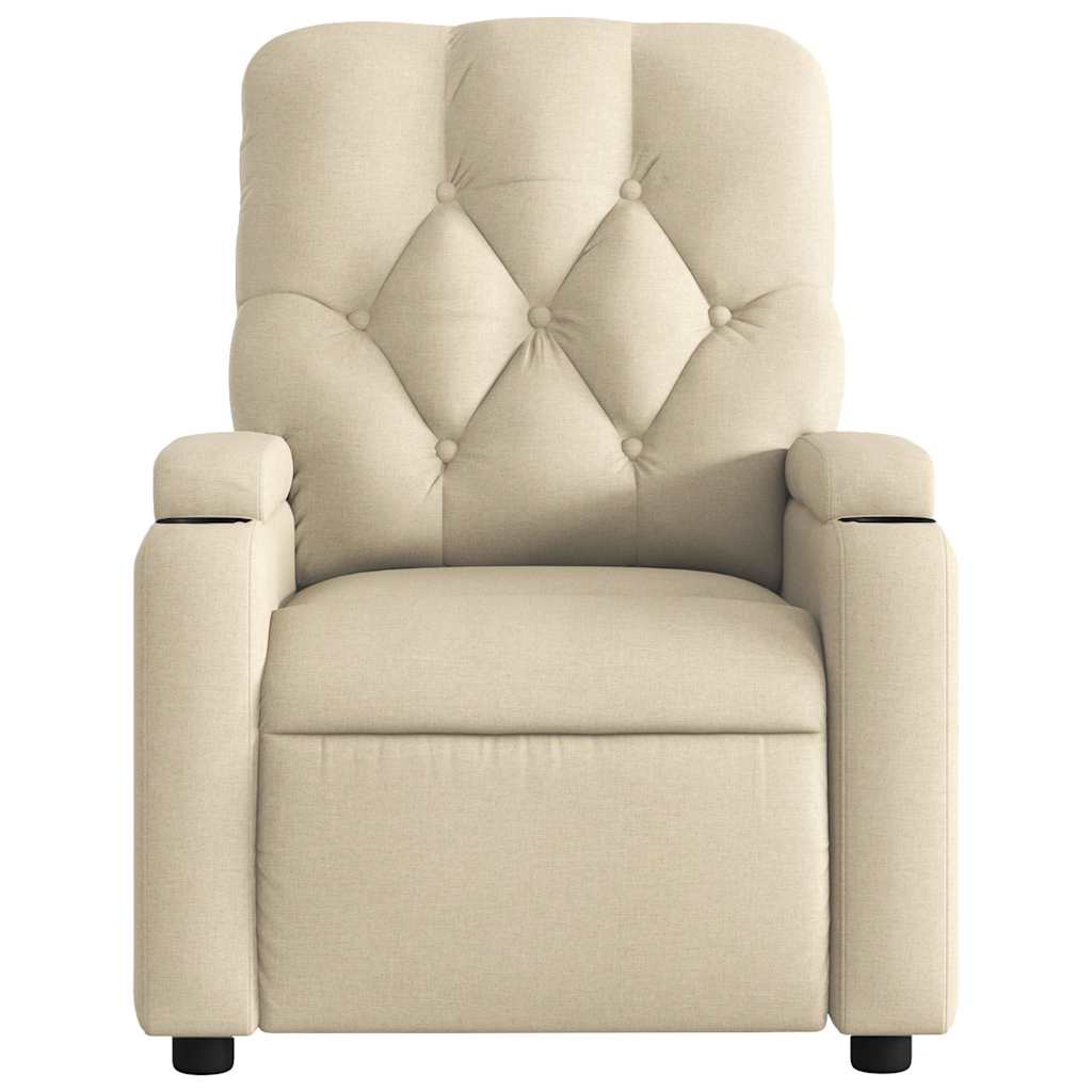 Fauteuil inclinable de massage électrique crème tissu