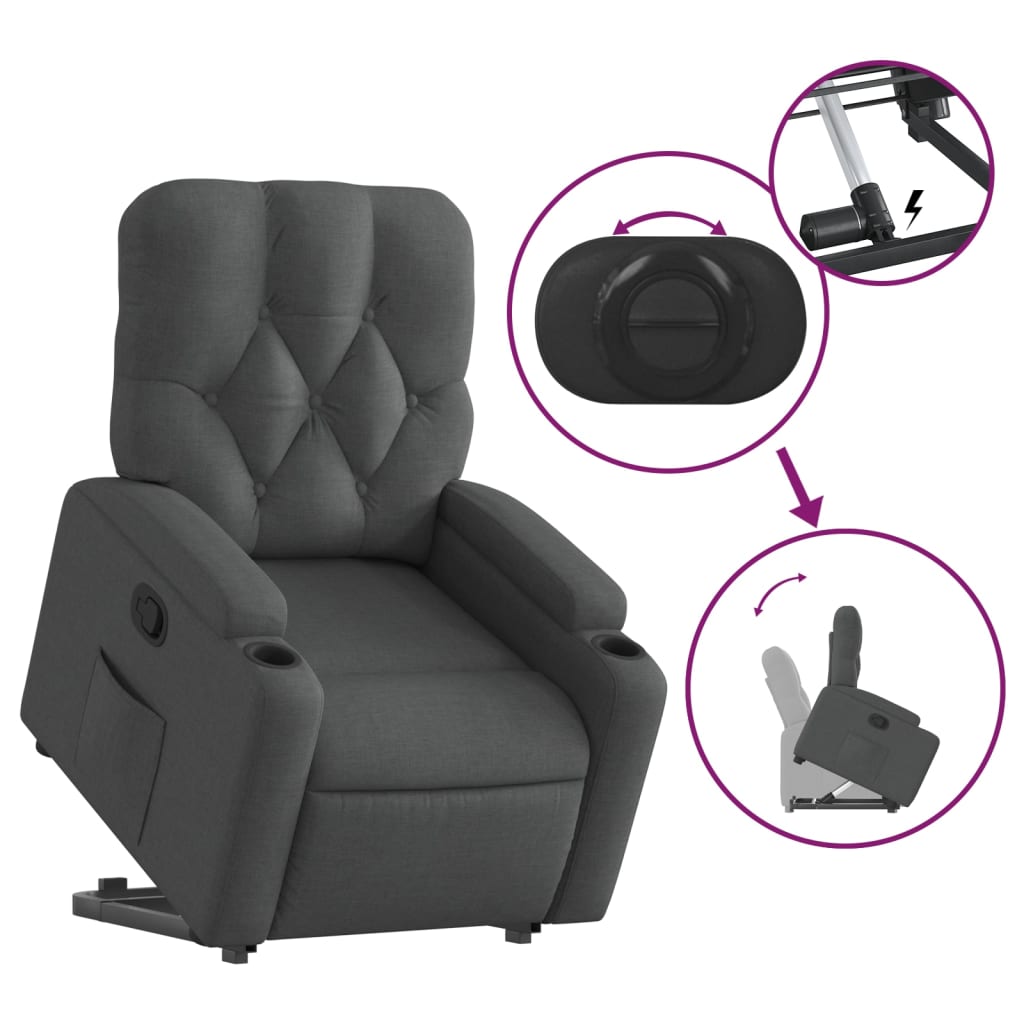 Fauteuil inclinable Gris foncé Tissu - XIOS